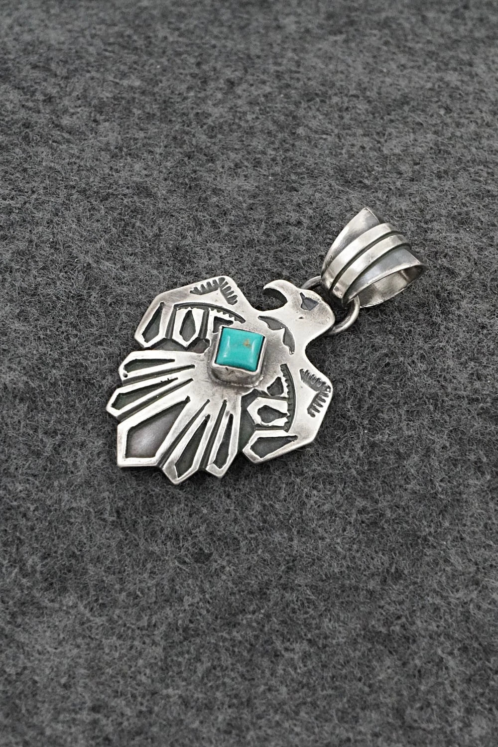 Turquoise & Sterling Silver Pendant - Jerold Joe