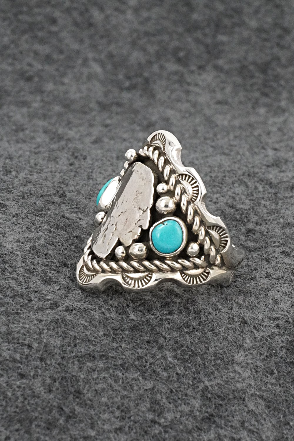 Turquoise & Sterling Silver Ring - Melvin Jones - Size 12