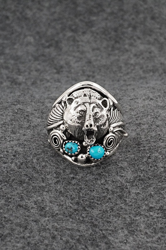 Turquoise & Sterling Silver Ring - Jeanette Saunders - Size 13