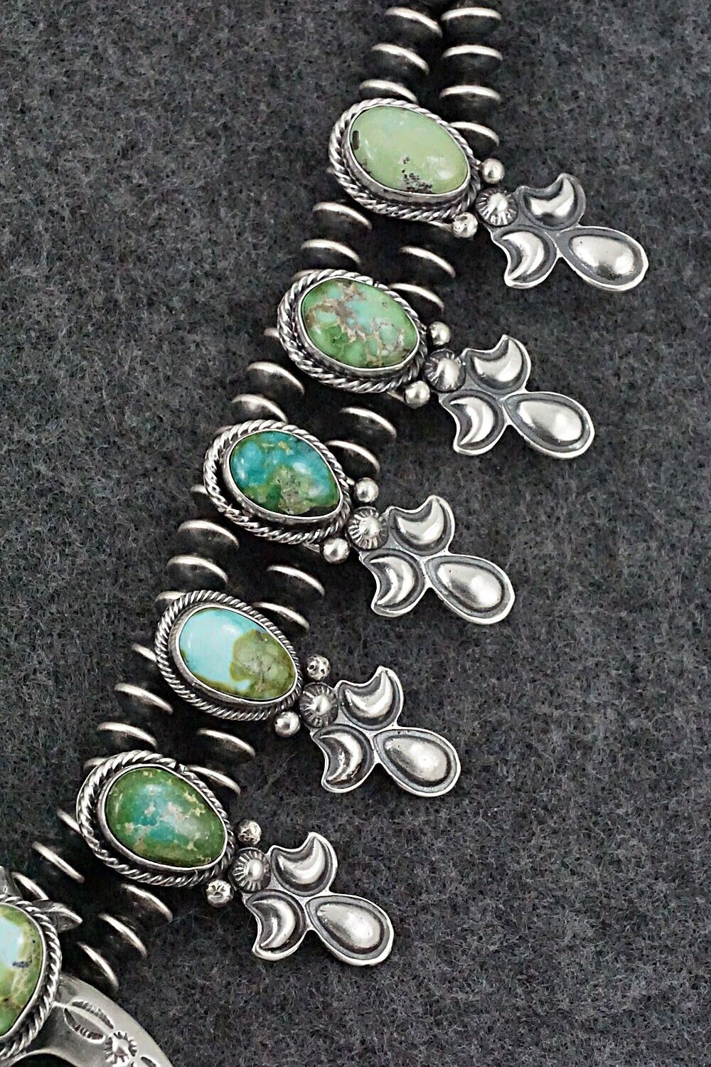 Turquoise & Sterling Silver Squash Blossom Set - Paige Gordon