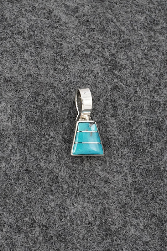 Turquoise & Sterling Silver Inlay Pendant - Michelle Haloo