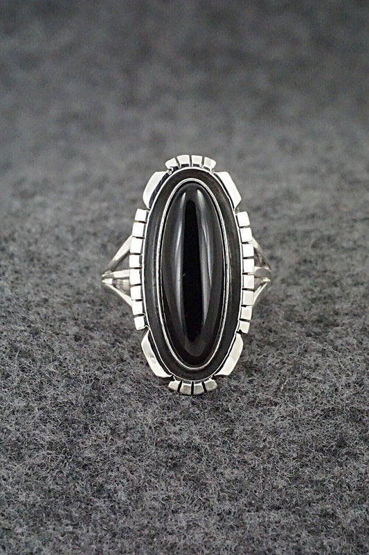 Onyx & Sterling Silver Ring - Amos Begay - Size 7.5