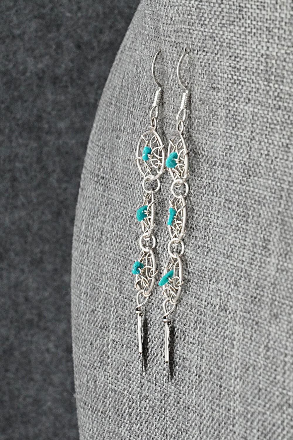 Turquoise & Sterling Silver Earrings - Lorenzo Arviso Jr.