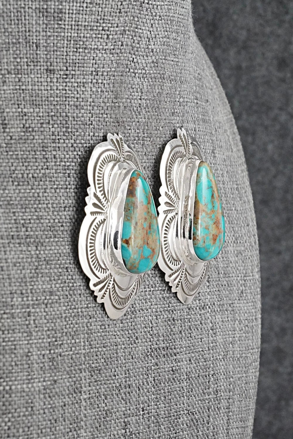 Turquoise & Sterling Silver Earrings - Arnold Blackgoat