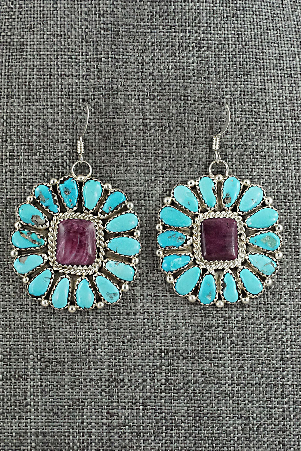 Turquoise, Spiny Oyster & Sterling Silver Necklace and Earrings - Justina Wilson
