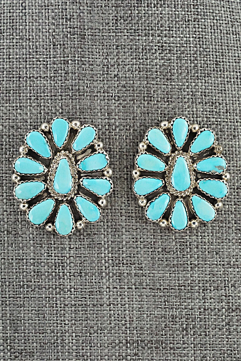 Turquoise & Sterling Silver Squash Blossom Necklace & Earrings - Alicia Wilson
