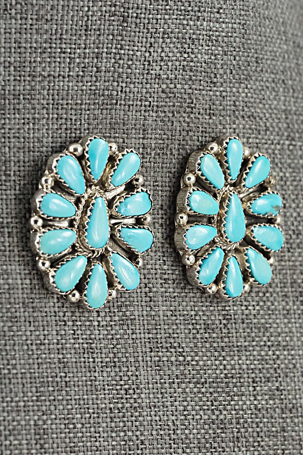 Turquoise & Sterling Silver Squash Blossom Necklace & Earrings - Alicia Wilson