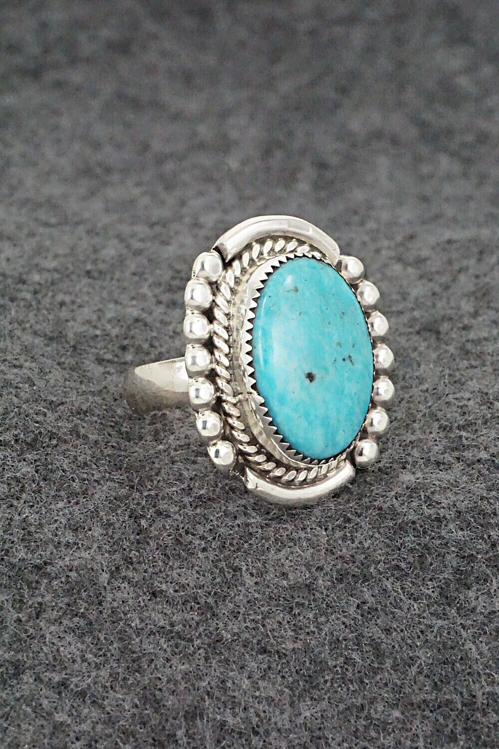 Turquoise & Sterling Silver Ring - Kenny Calavaza - Size 7.5