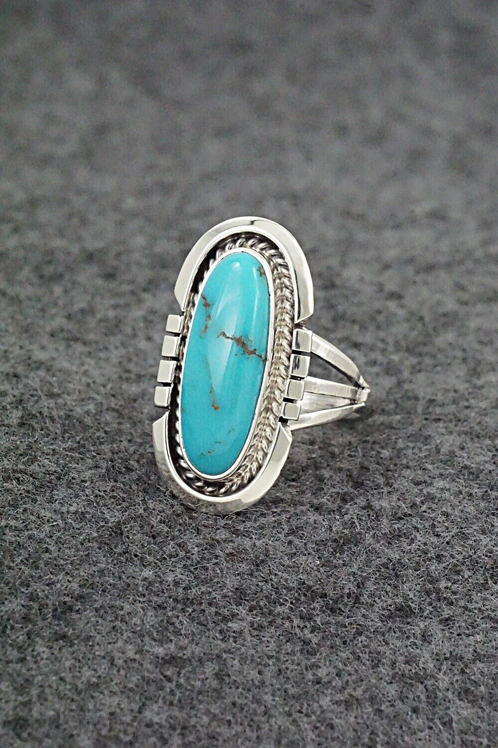 Turquoise & Sterling Silver Ring - Samuel Yellowhair - Size 6.75