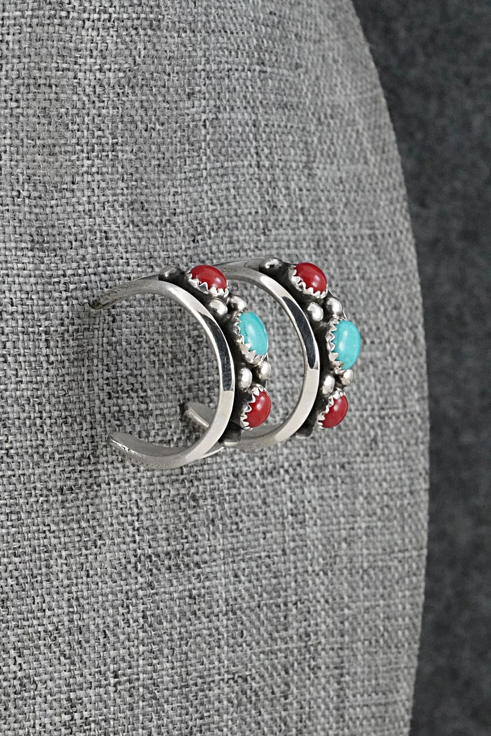 Coral, Turquoise & Sterling Silver Earrings - Paul Largo