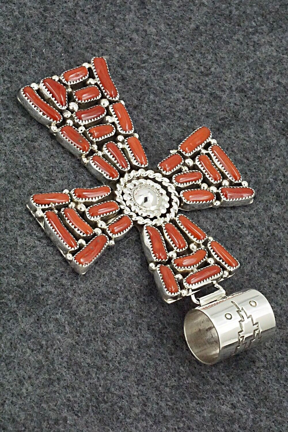 Coral & Sterling Silver Pendant - Marlene Haley