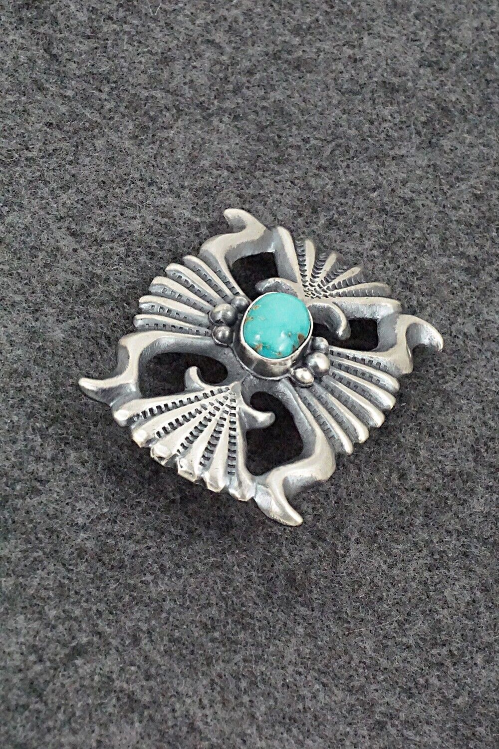 Turquoise & Sterling Silver Belt Buckle - Harrison Bitsue