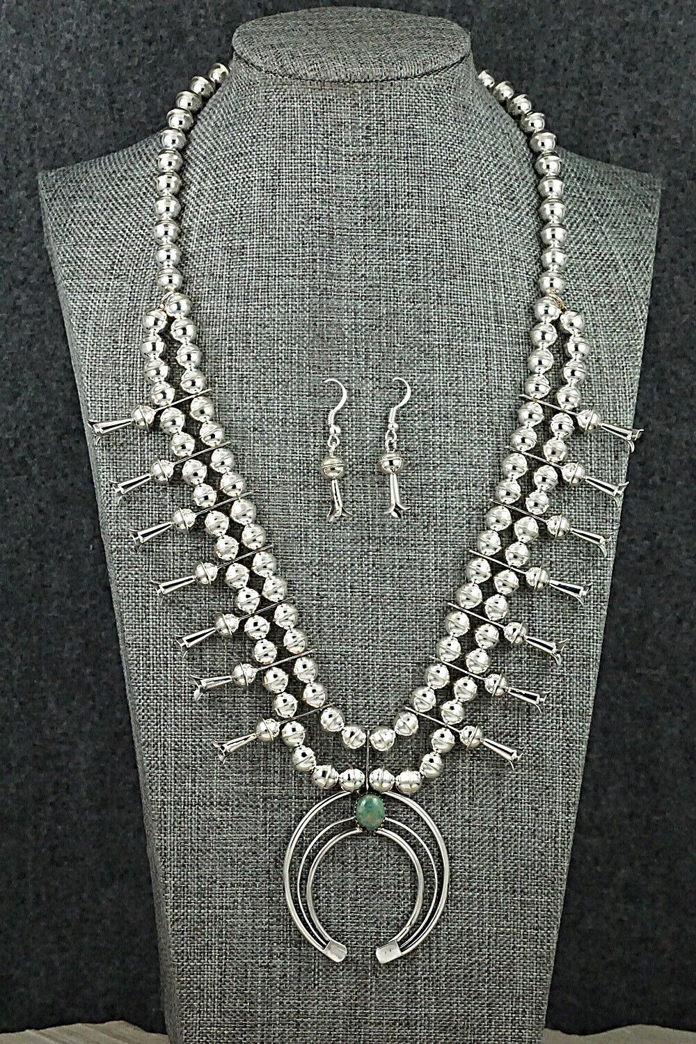 Turquoise & Sterling Silver Squash Blossom Set - Phil Garcia