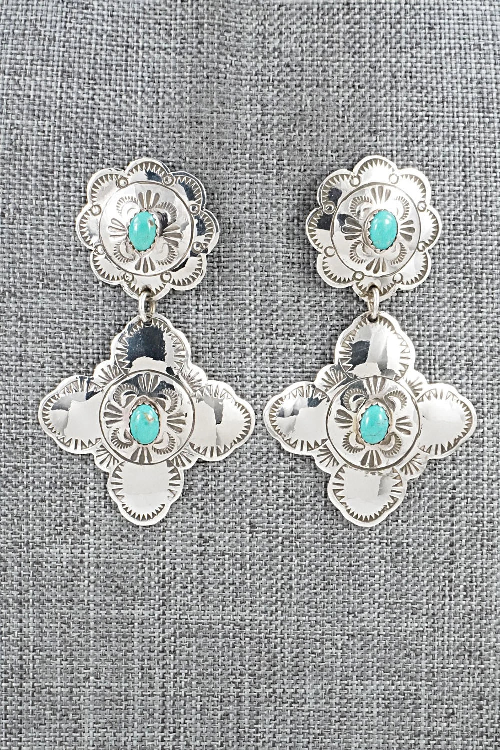 Turquoise & Sterling Silver Earrings - Bertha Begay