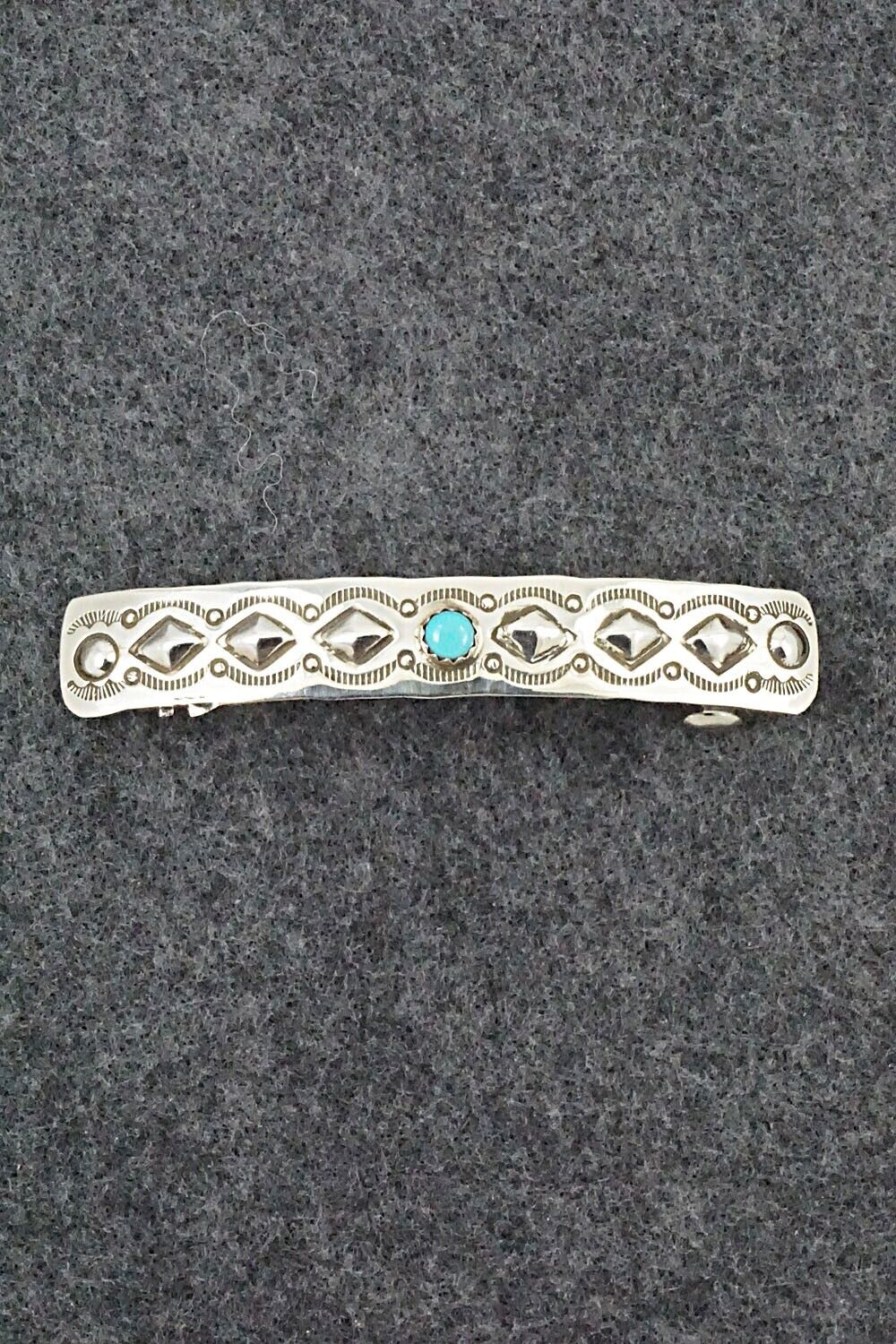 Turquoise & Sterling Silver Hair Barrette - Jennie Blackgoat