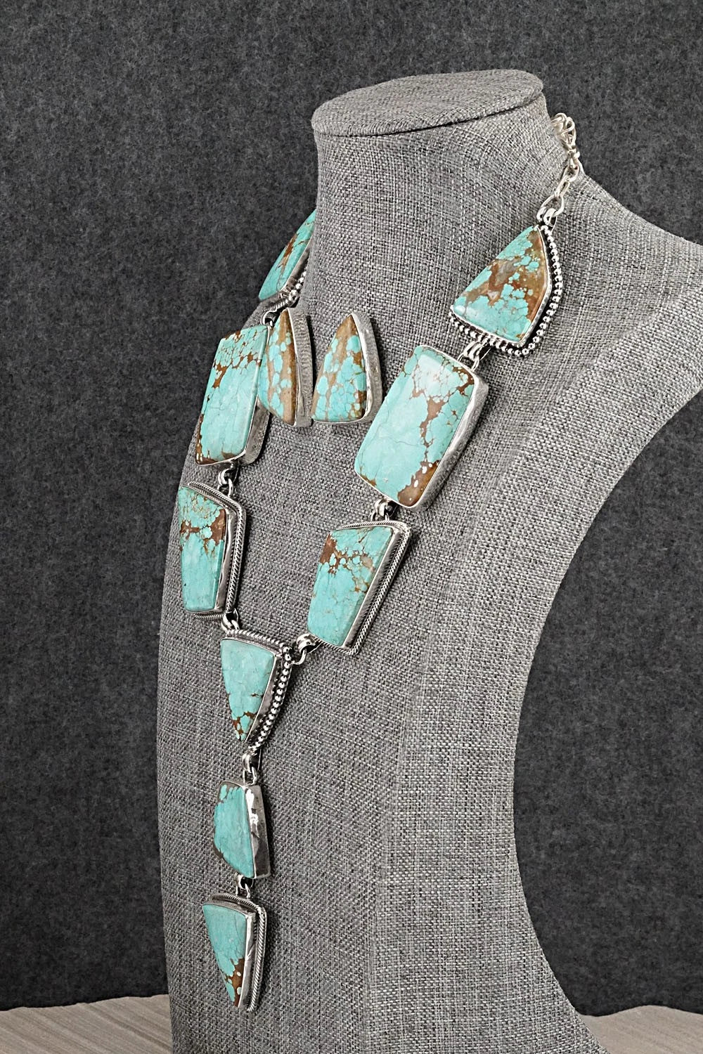 Turquoise & Sterling Silver Necklace and Earrings Set - Darrin Livingston