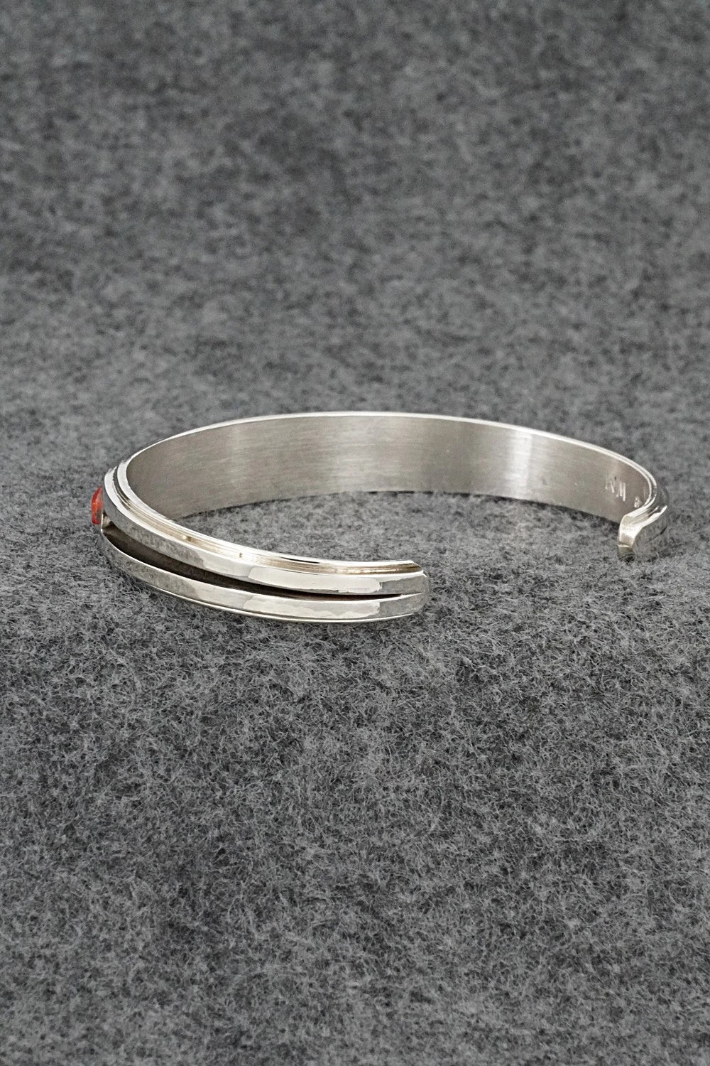 Coral Inlay & Sterling Silver Bracelet - Wilbert Muskett
