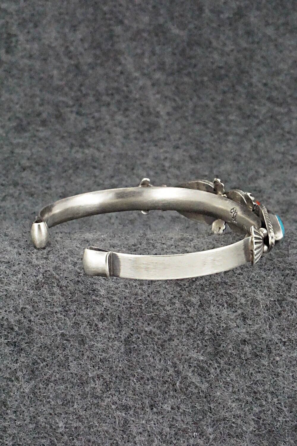 Turquoise, Coral & Sterling Silver Bracelet - Bobby Platero