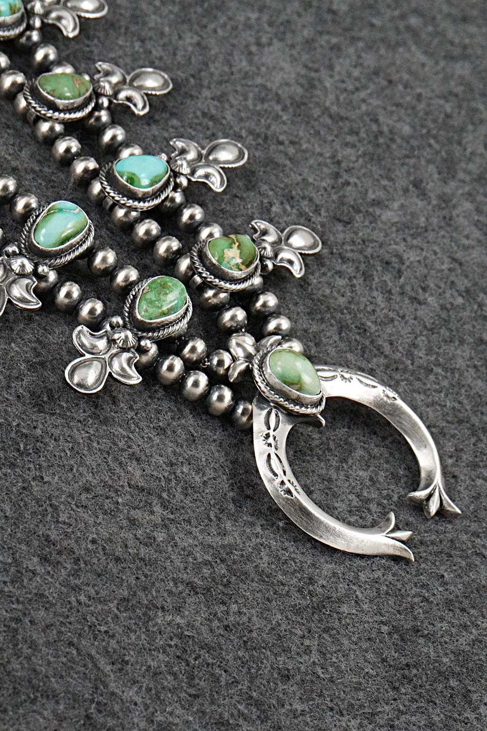 Turquoise & Sterling Silver Squash Blossom Set - Adrienne Gordon