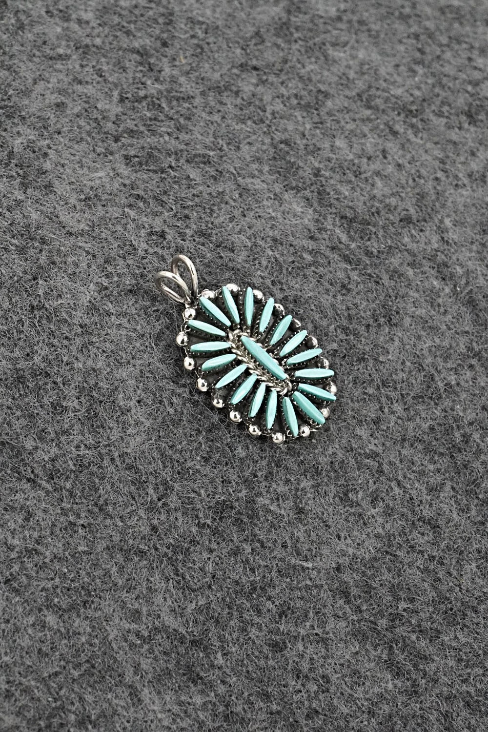 Turquoise & Sterling Silver Pendant - Fritzon Owaleon