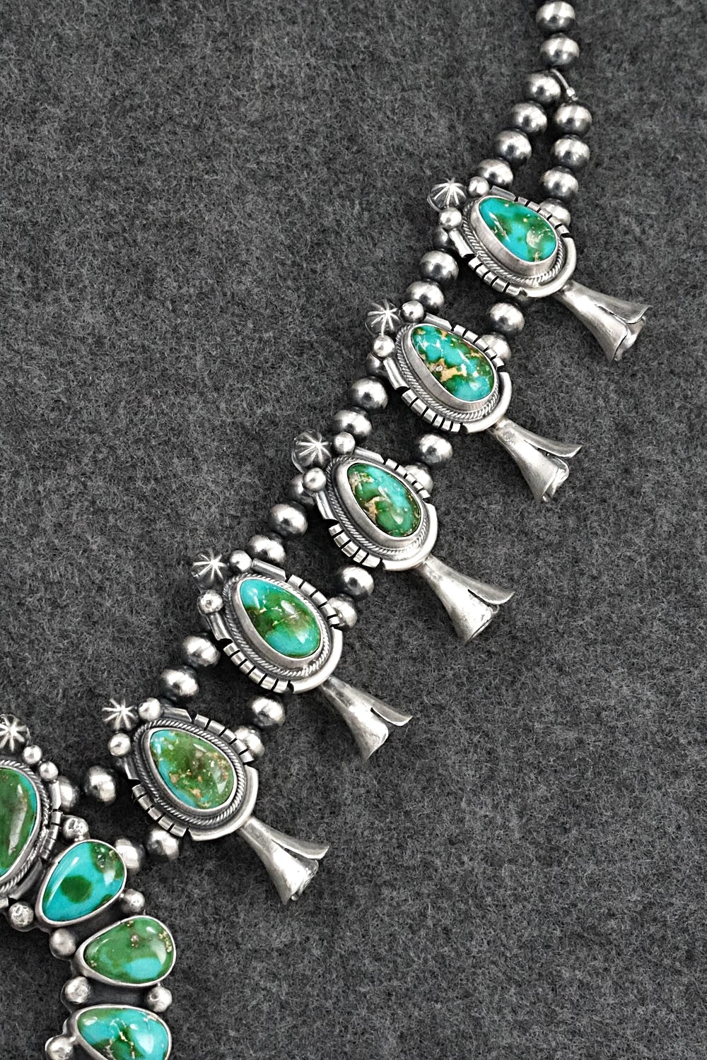 Turquoise & Sterling Silver Squash Blossom Set - Bob Becenti