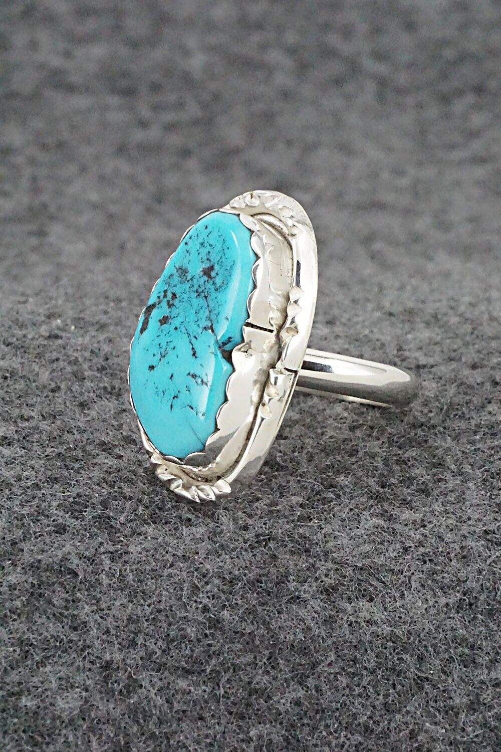 Turquoise & Sterling Silver Ring - Jeff Lucio - Size 7.5