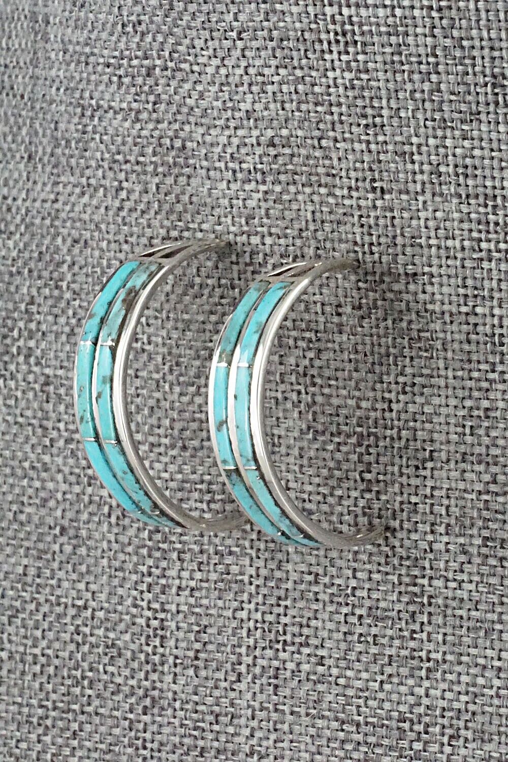 Turquoise & Sterling Silver Hoop Earrings - Andrew Enrico
