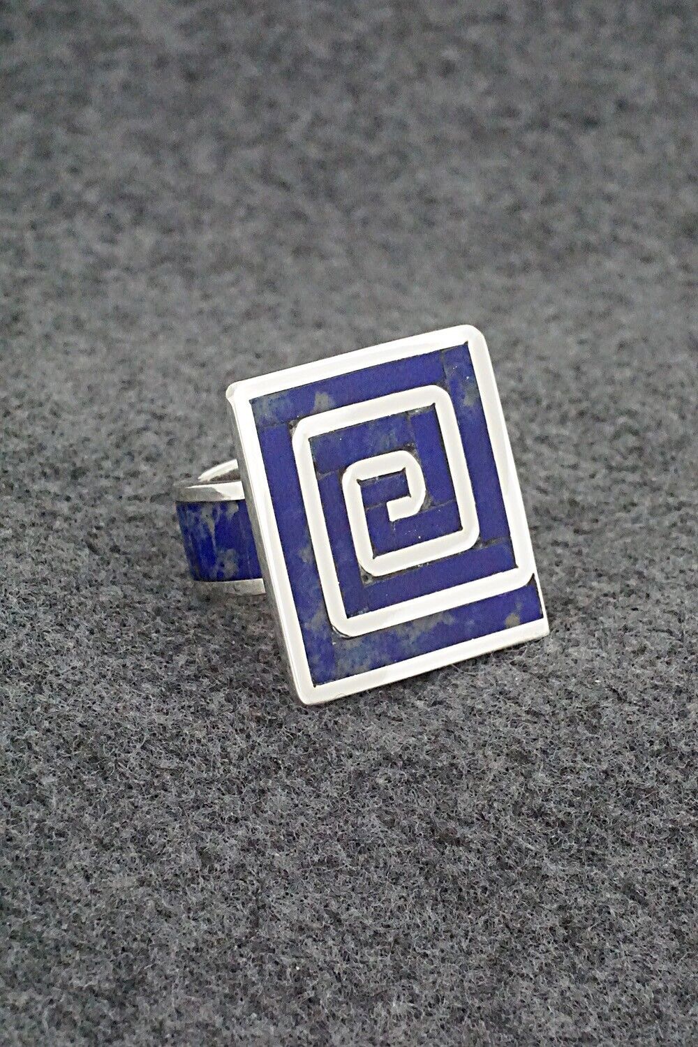 Lapis & Sterling Silver Inlay Ring - Elliot Coonsis - Size 9