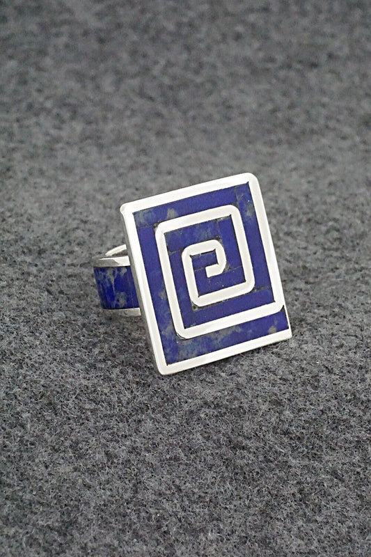 Lapis & Sterling Silver Inlay Ring - Elliot Coonsis - Size 9