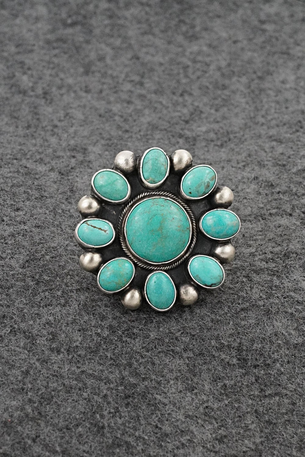 Turquoise & Sterling Silver Ring - Kathleen Livingston - Size Adjustable