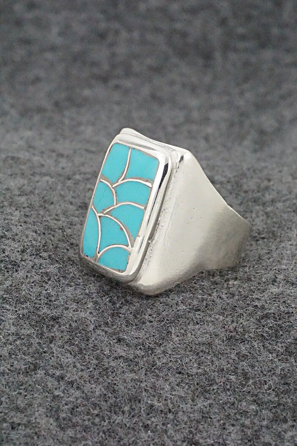 Turquoise & Sterling Silver Ring - Orena Leekya - Size 10.5