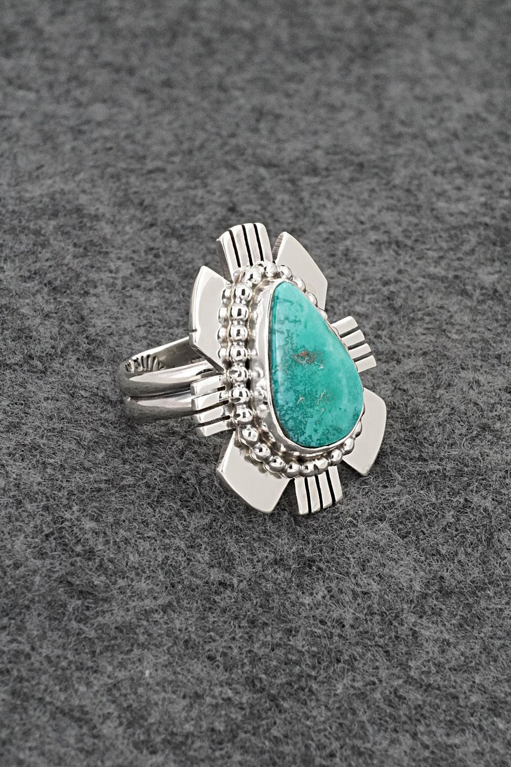 Turquoise & Sterling Silver Ring - Randy Billy - Size 8 Adj.