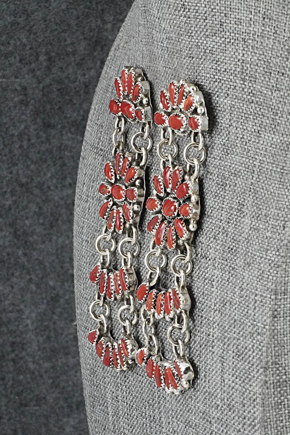 Coral & Sterling Silver Earrings - Justina Wilson