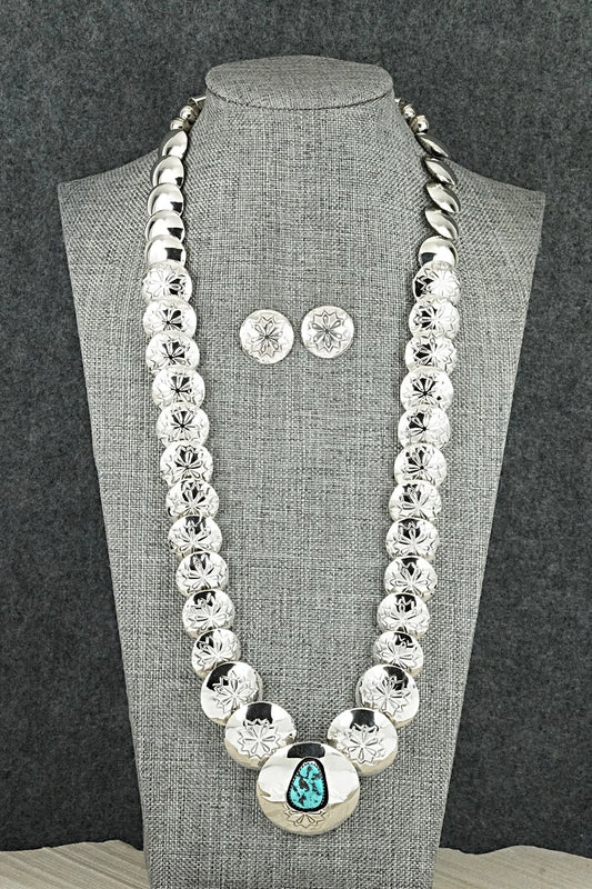 Turquoise Sterling Silver Necklace and Earrings Set - Tim Thompson