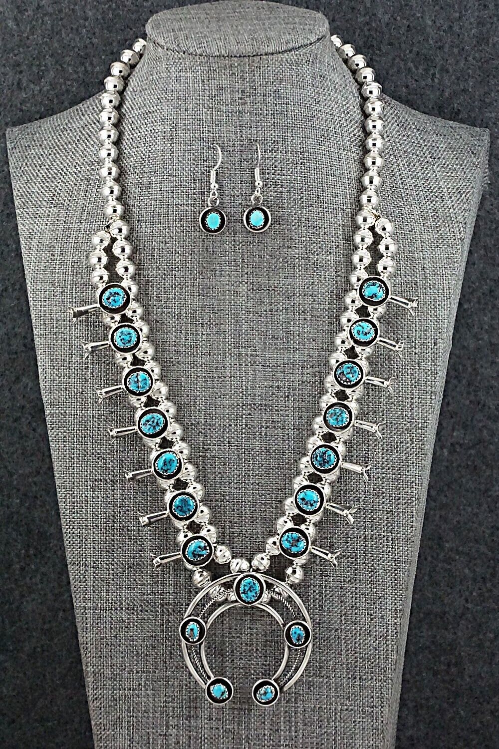 Turquoise & Sterling Silver Squash Blossom Set - Phil Garcia