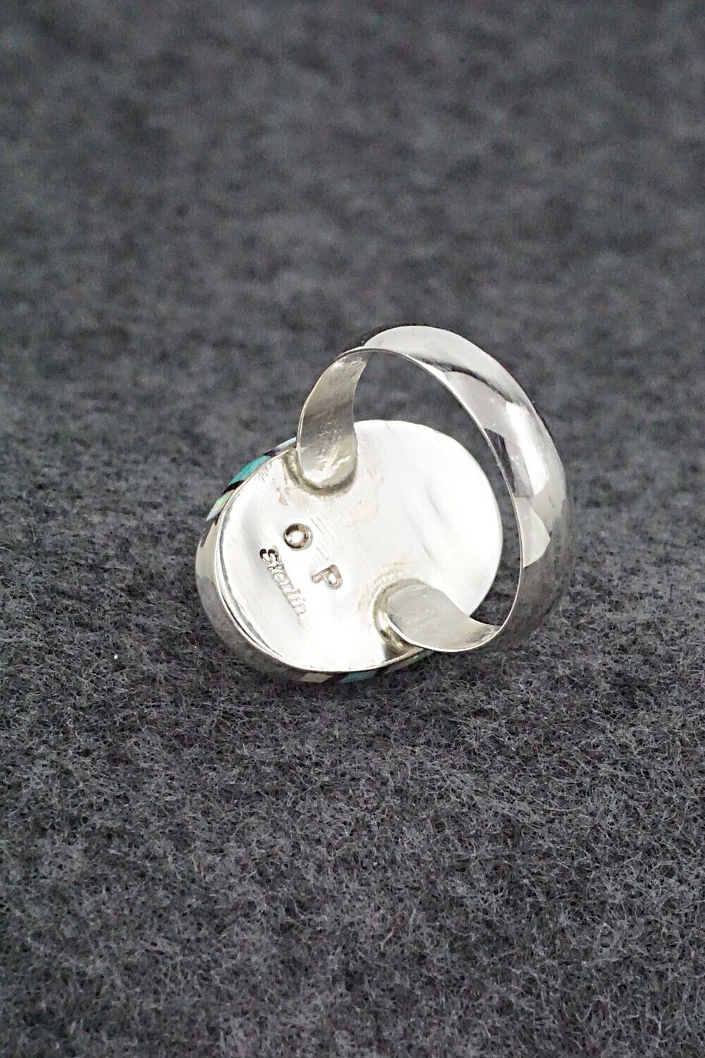 Turquoise, Onyx, Opalite & Sterling Silver Ring - Ophelia Panteah - Sz. 8