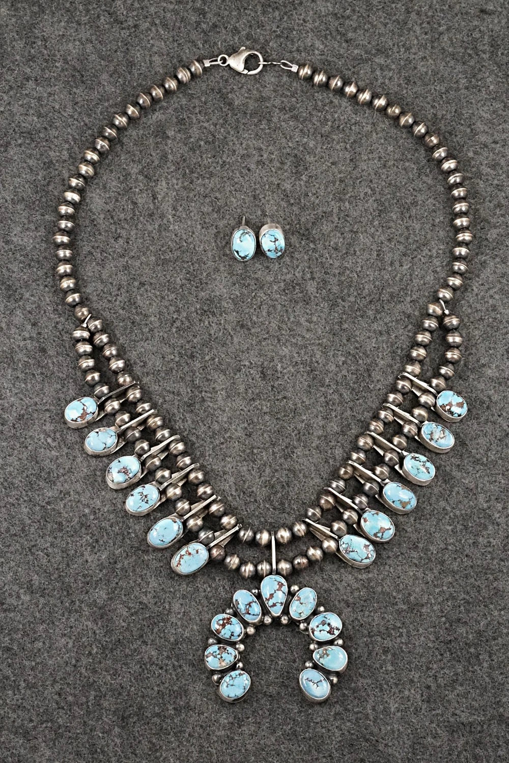 Turquoise & Sterling Silver Squash Blossom Set - Darrin Livingston
