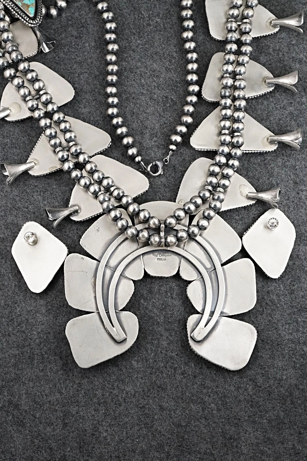 Turquoise & Sterling Silver Squash Blossom Set - Paul Livingston