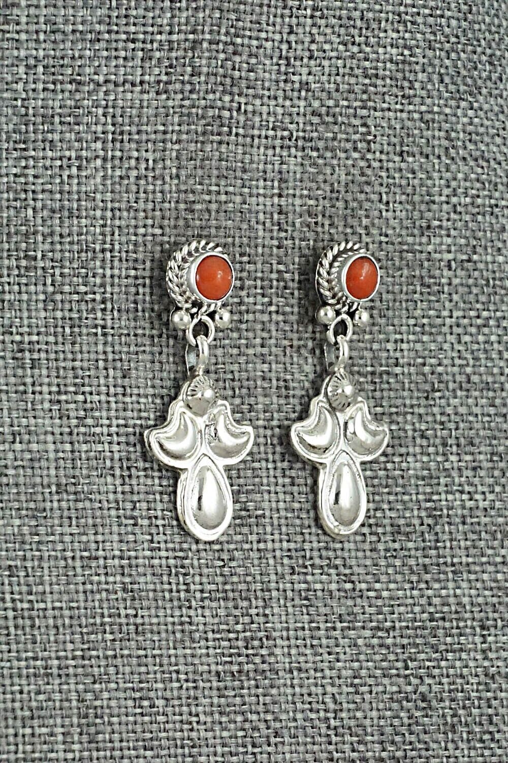 Coral & Sterling Silver Earrings - Verley Betone