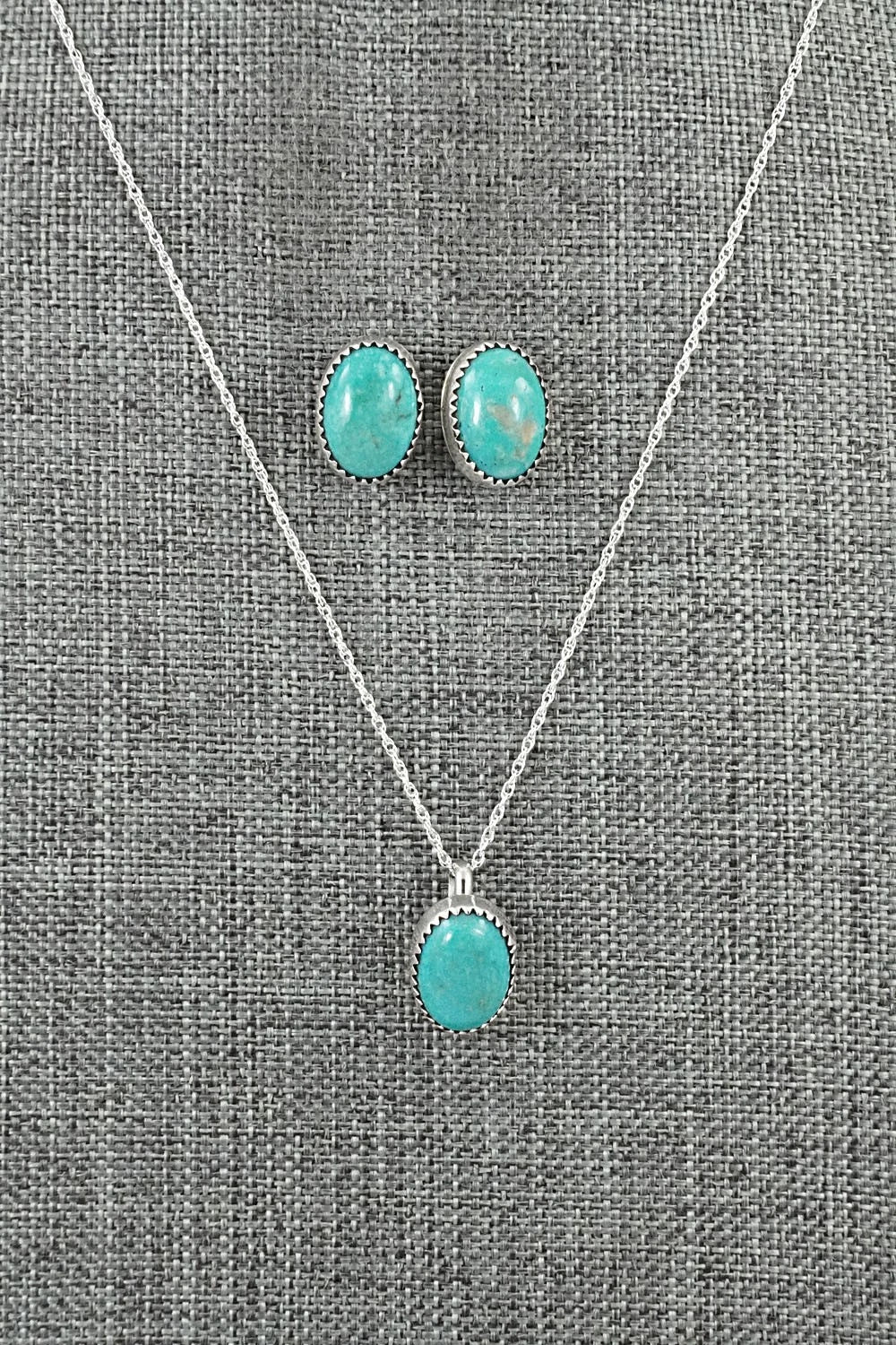 Turquoise & Sterling Silver Necklace Set - Murray Hannaweeka