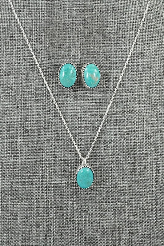 Turquoise & Sterling Silver Necklace Set - Murray Hannaweeka