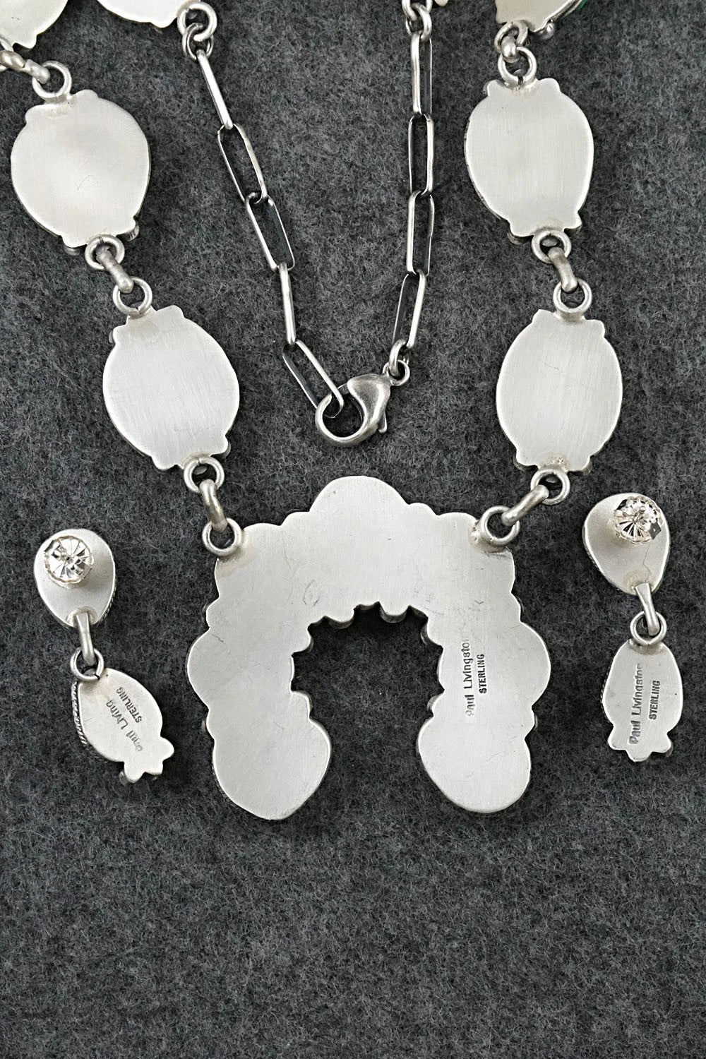 Turquoise & Sterling Silver Necklace and Earrings Set - Paul Livingston