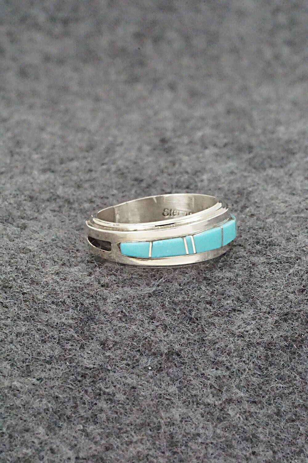 Turquoise & Sterling Silver Inlay Ring - Wilbert Muskett Jr. - Size 6