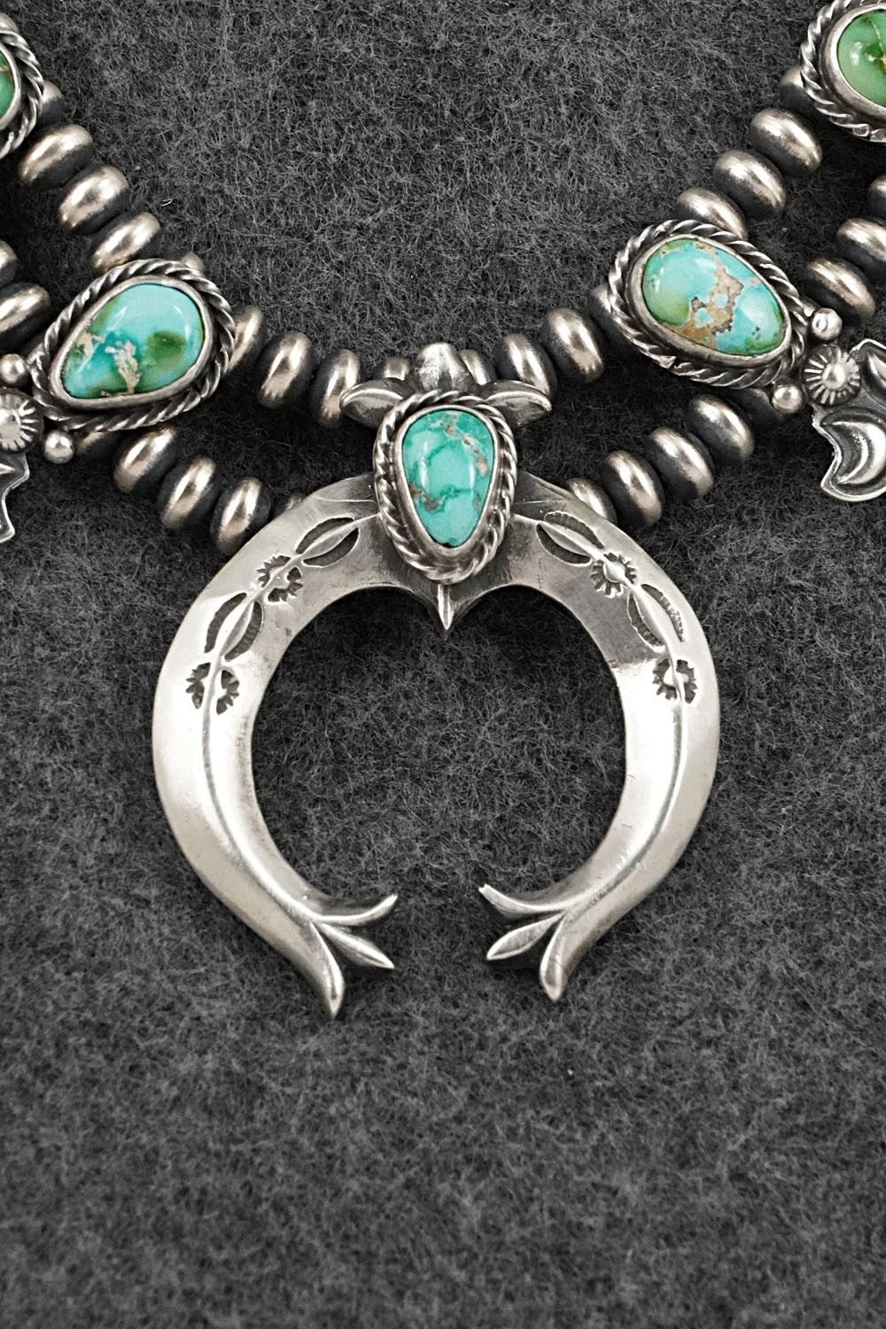 Turquoise & Sterling Silver Squash Blossom Set - Adrienne Gordon