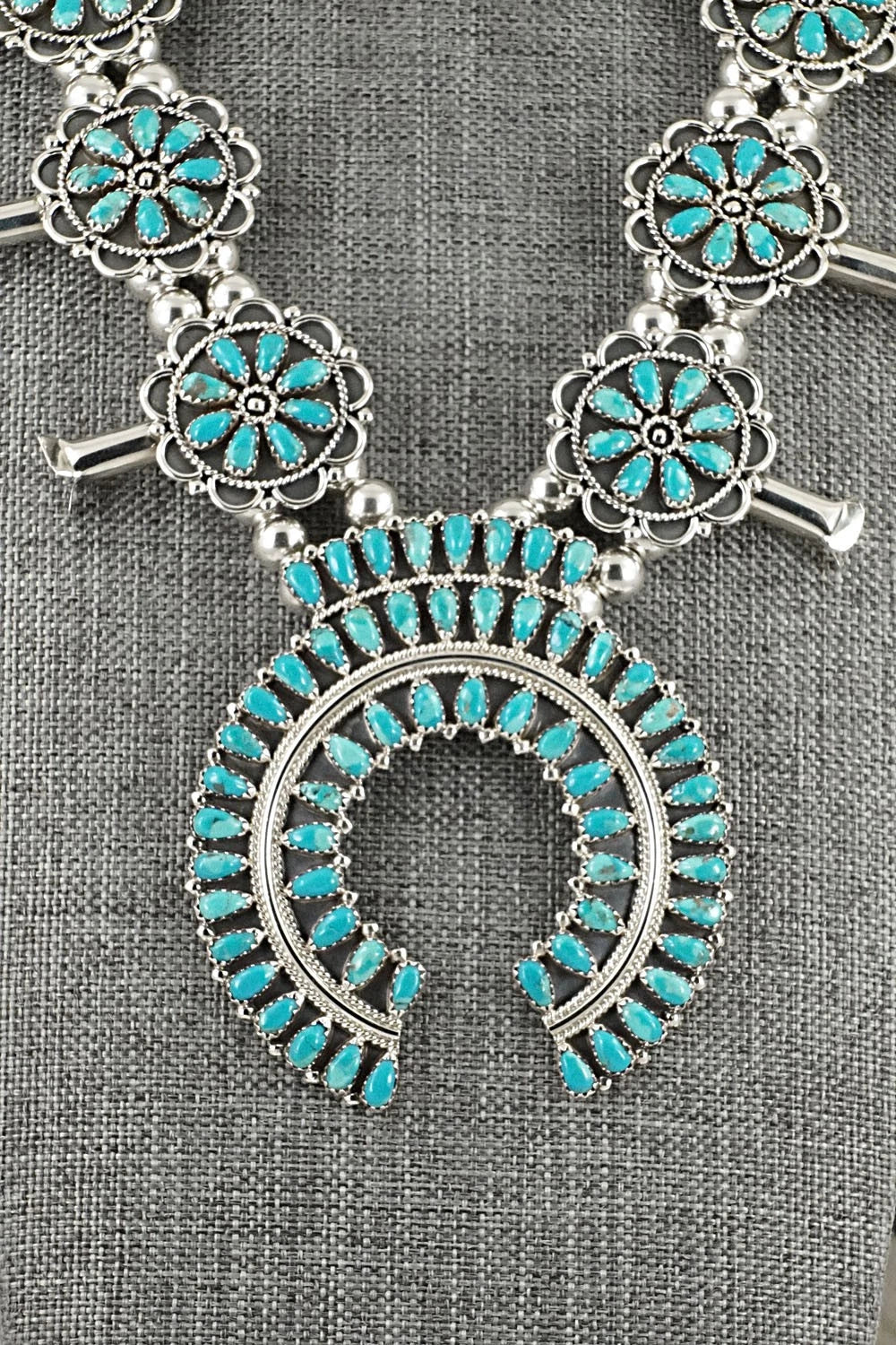 Turquoise & Sterling Silver Squash Blossom Set - Gerald Mitchell