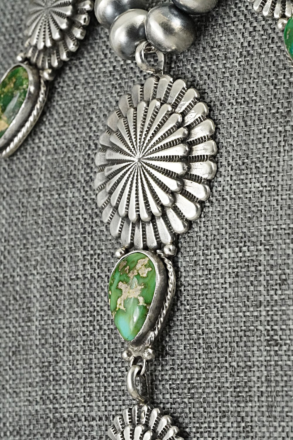 Turquoise & Sterling Silver Navajo Pearl Necklace - Adrienne Gordon