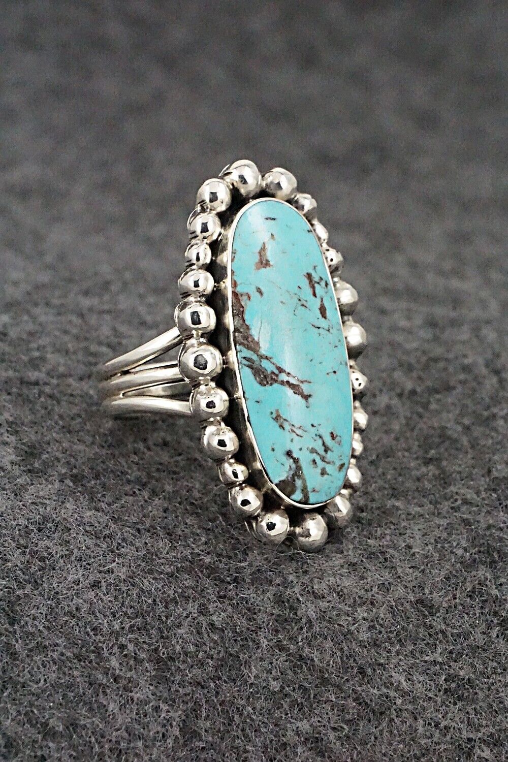 Turquoise & Sterling Silver Ring - Clarence Long - Size 5.75