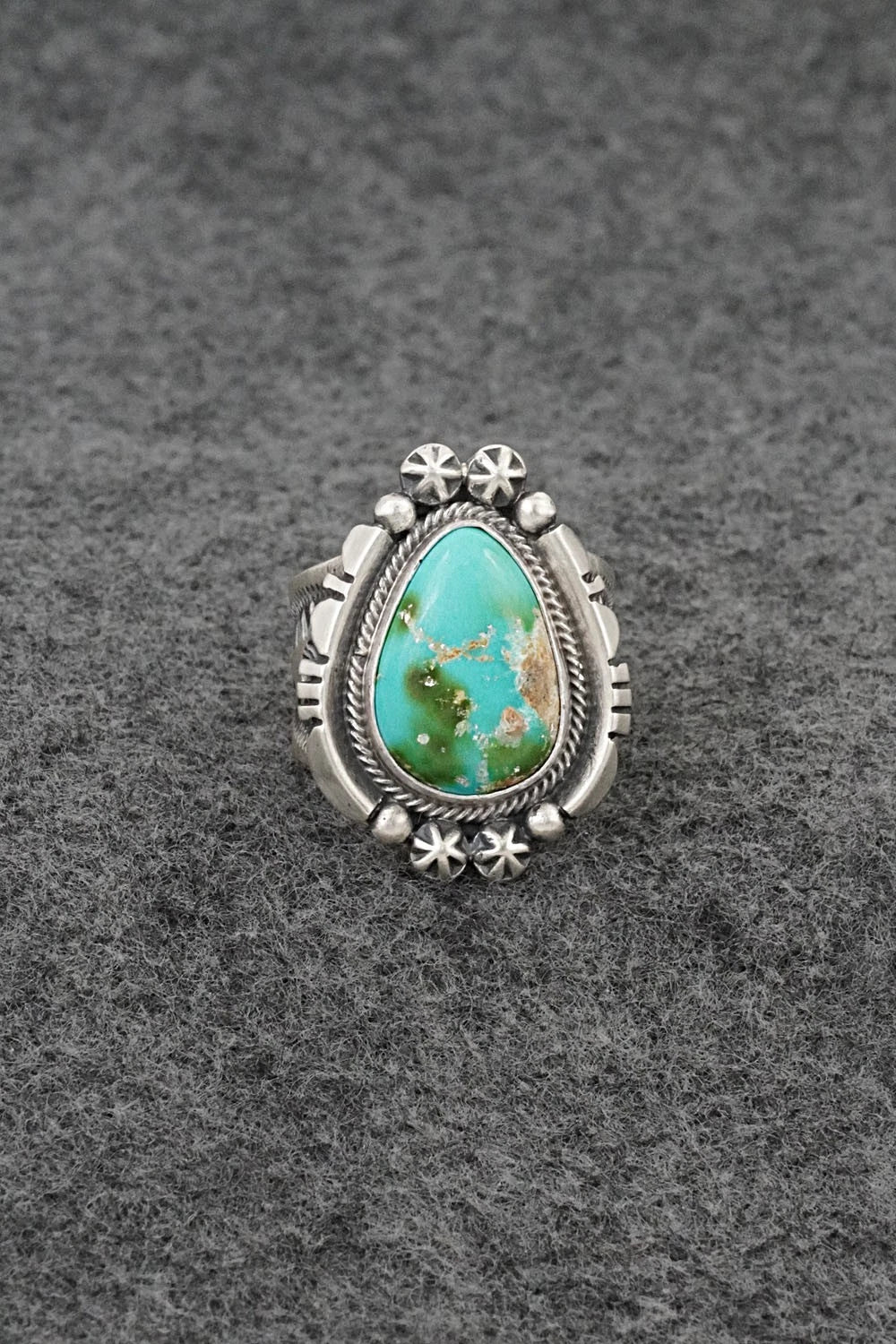 Turquoise & Sterling Silver Ring - Samuel Yellowhair - Size 7.5