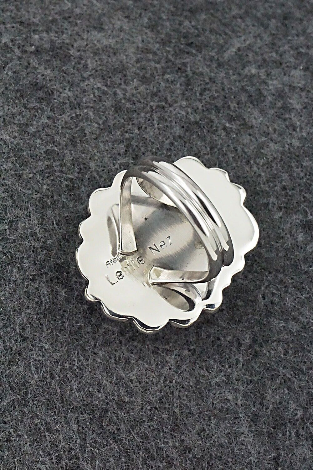 Spiny Oyster & Sterling Silver Ring - Leslie Nez - Size 10.25