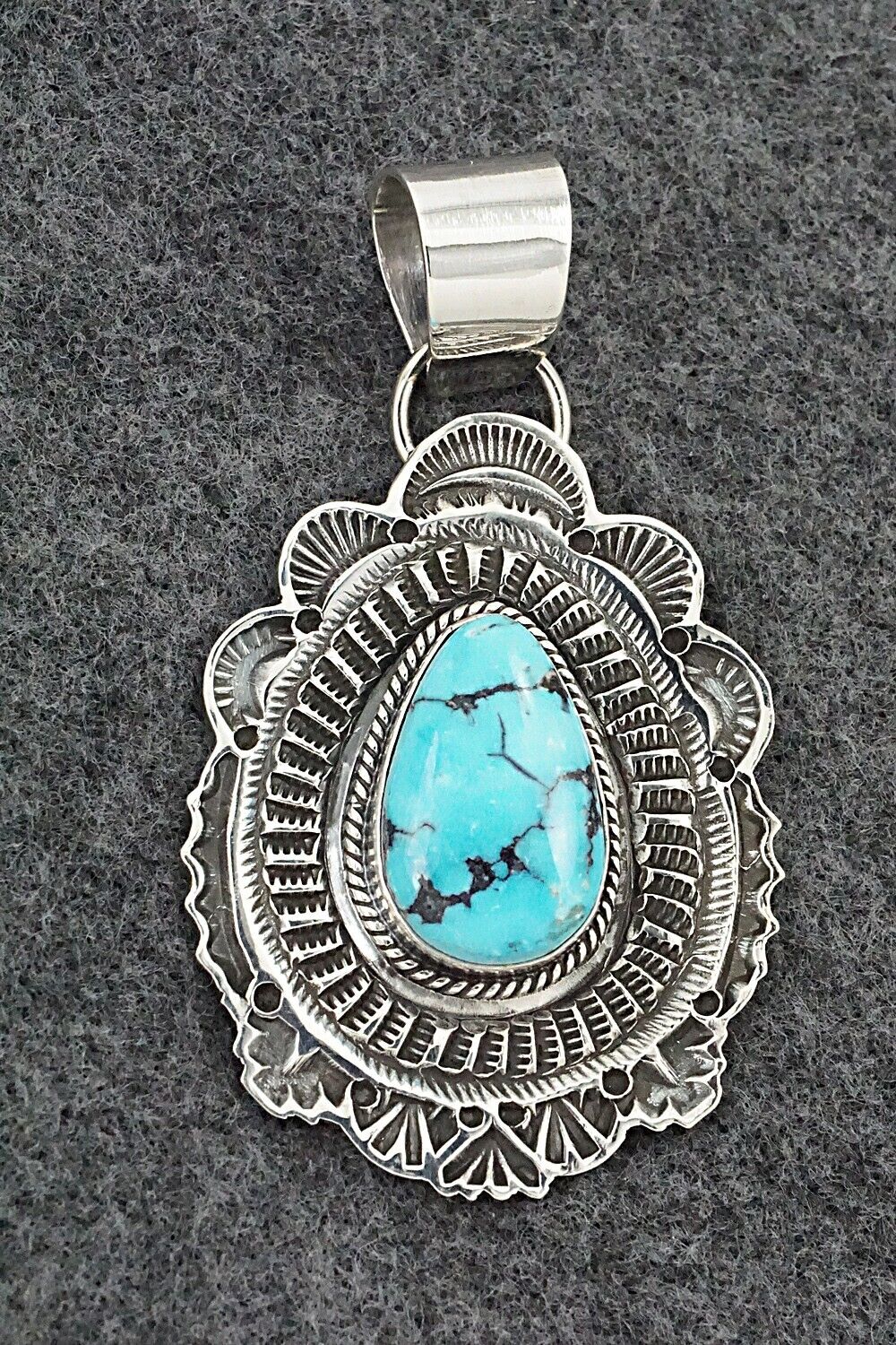 Turquoise & Sterling Silver Pendant - Leonard Maloney